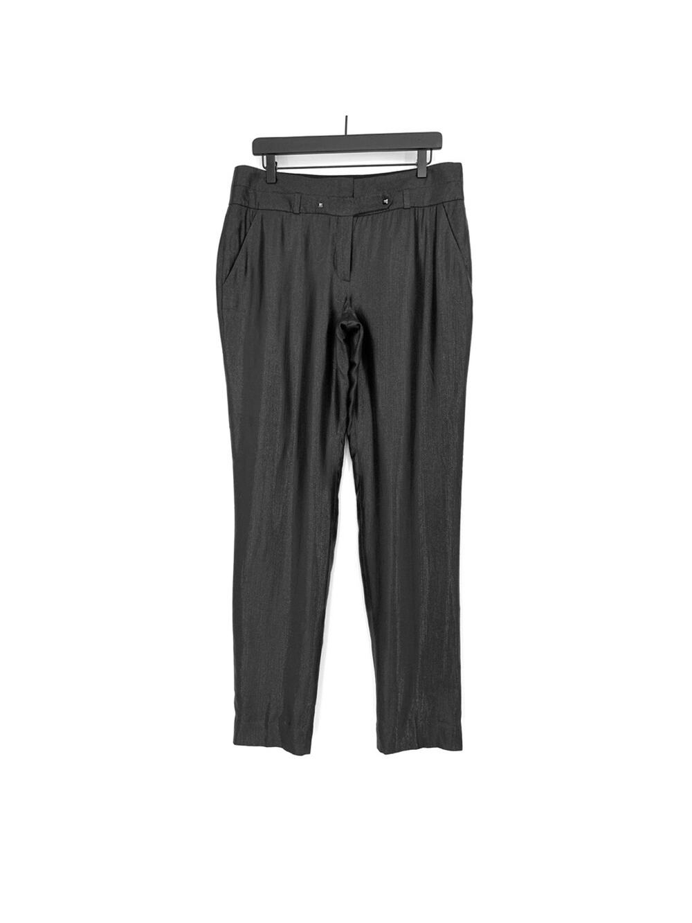 LEIFSDOTTIR Shiny Straight Slim Leg Trouser Pant Metallic Grey 10